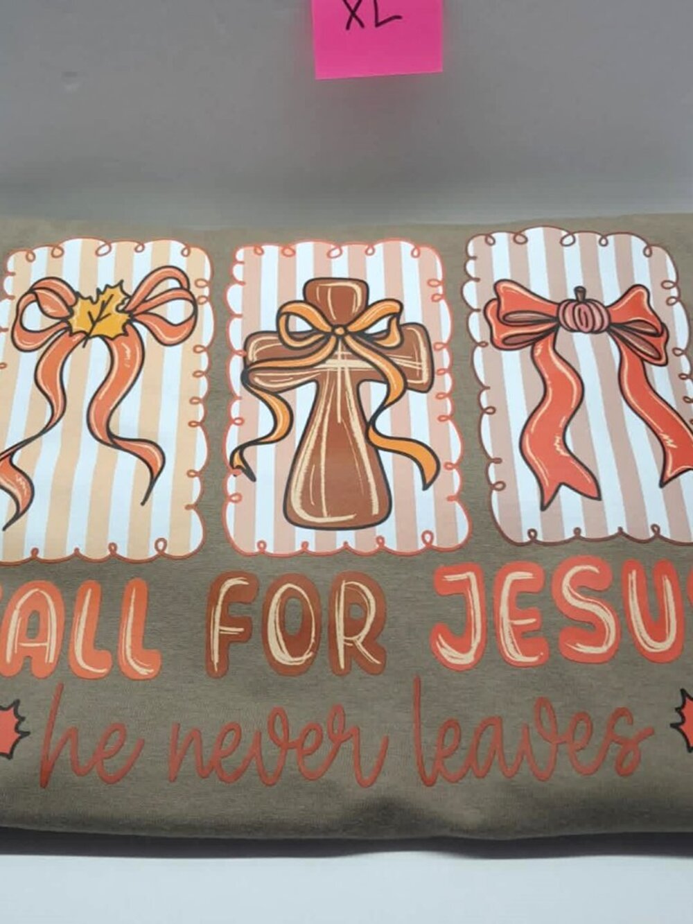 Fall for Jesus Christian Graphic T-Shirt Savanna Brown XL - Picture 2 of 3